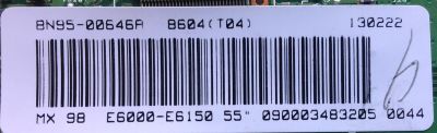 T-CON PARA TV SAMSUNG / NUMERO DE PARTE BN95-00646A / BN41-01788A / BN9400646A / 090003483205 / DISPLAY LSJ550HJ05-E03 / MODELO H55MEBPLGA/ZA SS01	 - Imagen 3
